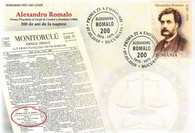 2019-Alexandru Romalo , 200 de ani de la nastere.